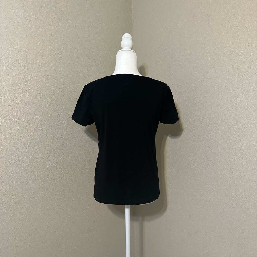 Tommy Hilfiger Women's Embroidered Heart-Logo T-Shirt Black Size Small - Picture 2 of 6